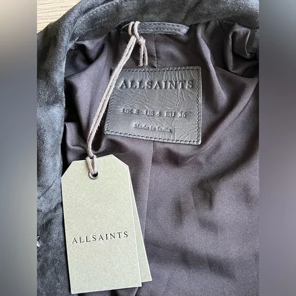 All Saints x Balfern Star Studded Suede Biker Jacket sz US 4 NWT 559$ - Picture 13 of 14